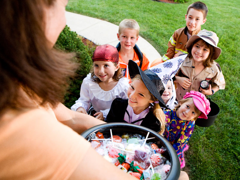 Children Trick or Treating on Halloween